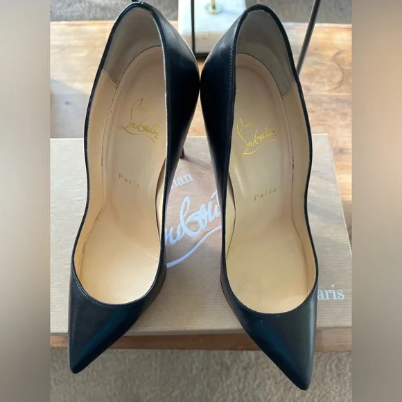 Christian Louboutin Black Pigalle Follies 100mm Leather Pumps - size 38 - Picture 2 of 10